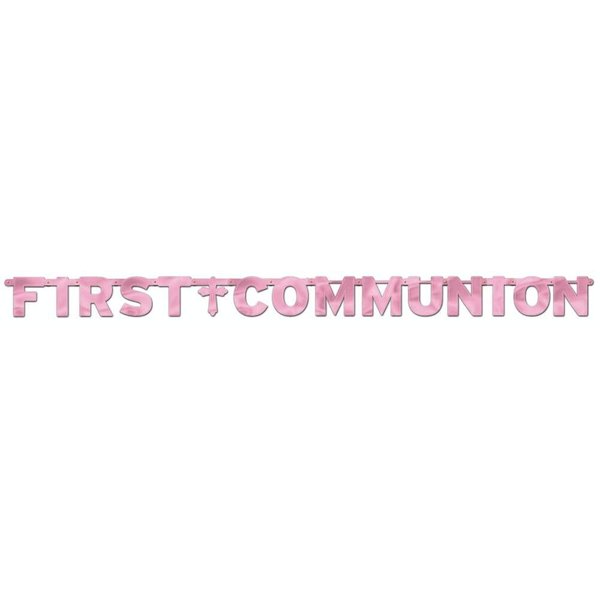 "First Communion" Pink Foil Banner | Party Decoration