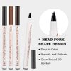 DEVIMIC Eyebrow Tattoo Pen, Microblading Eyebrow Pencil, with a Micro-Fork Tip Applicator, Create Natural Looking Eyebrows, Easy to Use and Stays All Day (Brown)