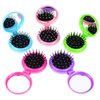 Heliltd 10pcs Folding Travel Mirror Hair Brushes Round Mirror Pocket Hair Brush Portable Mini Colourful Pop Up Hair Brushes Wet and Dry Hair for Women Girls Kids Hair Brush