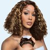 Eyefanniy Glueless Wigs Human Hair pre plucked Pre Cut Blonde Highlights Short Curly Bob Lace Front Wigs for Black Women 4x4 Lace Closure Wig with Elastic Band for Beginners 200% Density 14 Inch