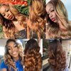 2 Tone Ombre Brazilian Body Wave Hair 3 Bundles Brazilian Remy Virgin Human Hair Weave Bundles 100% Unprocessed Body Wave Human Hair Extensions T4/30 Medium Brown/Medium Auburn(10 12 14)