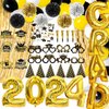 Alaiyaky 82 pcs Graduation Balloons 2024 Party Supplies Congrats Grad Mylar Balloons Graduation Balloons Class of Graduation Party Decorations