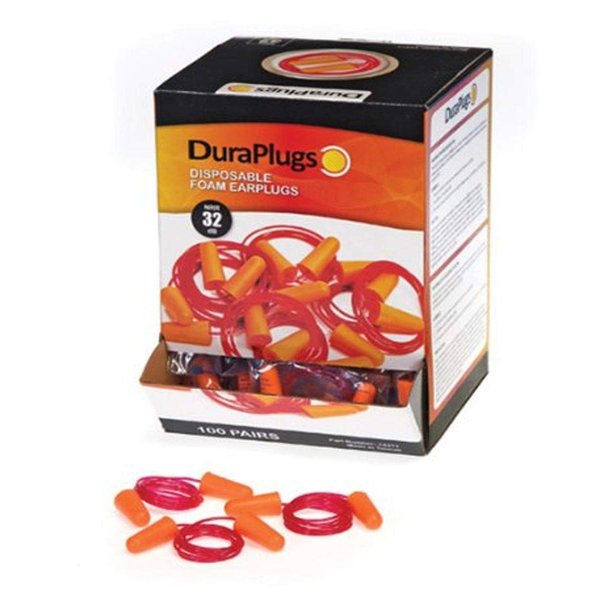Liberty Glove & Safety 14311 DuraPlug Corded Disposable Foam Earplug with 32 dB NRR, Orange (Case of 100 Pairs)