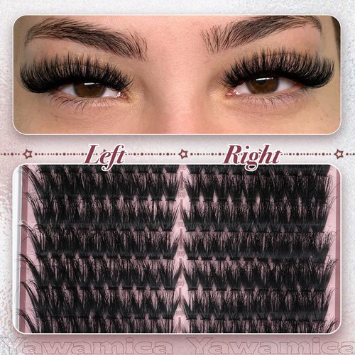 Yawamica Fluffy Lash Clusters Premade Cluster Eyelash Extensions Wispy Cat Eye Lash Clusters 200D Volume 9-18mm Individual Lashes Left Right Cluster Lashes 240pcs DIY Lash Extension by Self
