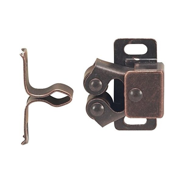 MPJ Double Roller Catch, Brown Antique Copper, with Screws, Contractor Pack (2)