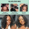 ISEE Wear and Go Glueless Wigs Human Hair Pre Plucked Deep Wave Bob Wig Human Hair Lace Front Wigs for Women Upgraded No Glue Pre Cut 4x4 Lace Closure Glueless Wigs for Black Women Human Hair 12 Inch