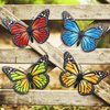 EOORAU Metal Butterfly Wall Outdoor Decor - 4 Pack 9.8in Metal Butterflies Wall Art Sculpture Hanging Decorations for Backyard Patio Fence Garden Home