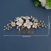 New Soft Material Polymer Clay White Flower Wedding Hair Accessories for Women Handmade Pearl Gold Wedding Hair Comb Bridal Jewelry
