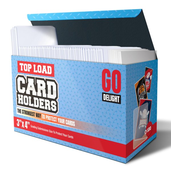 GO DELIGHT Premium Top Loaders for Cards - 200 Bundle - 100 Top Loaders and 100 Soft Sleeves - Hard Card Sleeves - 35PT Ultra Clear Toploaders - Standard Size 3'' x 4''