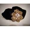 Generic Flower shaped hair tie pony tail holder scrunchie with gold crystals