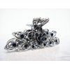 Silver metal flower blue crystal hair claw clip bridal clip medium/fine hair