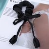 Vacaonio French Ribbon Flower Hair Scrunchies Satin silky Elastic Hair Tie Black Tulip Flower Hair Rope Band Ponytail Holder Scrunchies Rope Decorative Hair Accessories for Women and Girls Headdress