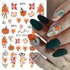 Fall Nail Art Stickers Autumn Leaf Nail Decals 5PCS Self-Adhesive 3D Fall Stickers for Nails Fox Maple Leaf Pumpkins Nail Art Design Supplies Cute Nail Sticker Nail Art for Women Nail Art Decorations