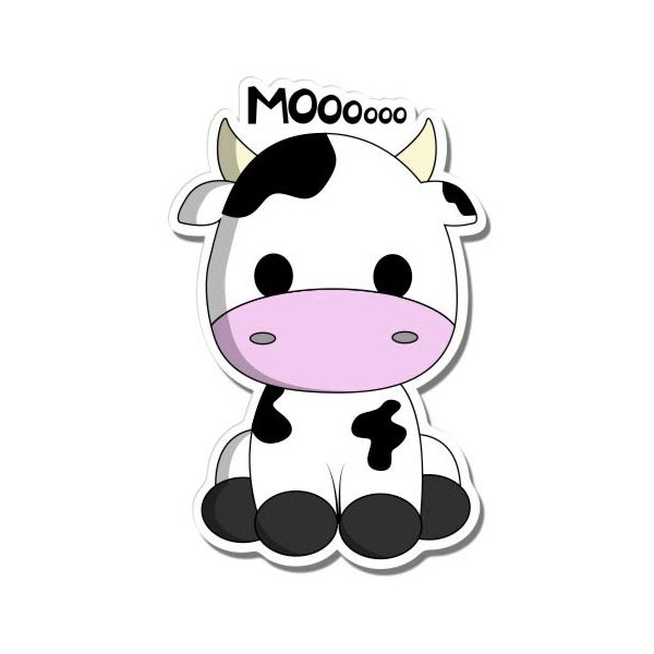 Cute Cow Moo - 8" Vinyl Sticker - for Car Laptop I-Pad - Waterproof Decal