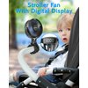 SWEETFULL Portable Stroller Fan, LED Display 6000mAh Battery Operated Mini Clip Fan, 4 Speed Rechargeable Small Personal Fan Handheld Desk Cooling Fan for Car Seat Crib Treadmill Travel(Black)