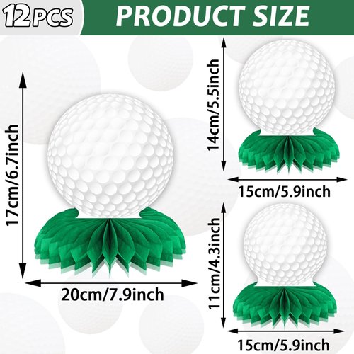 QOUBAI 12 Pcs Golf Honeycomb Centerpieces Golf Party Decorations Sports Party Decor Golf Table Toppers Golf Birthday Party Decoration for Golf Party Favor Sports Birthday Baby Shower Party Supplies
