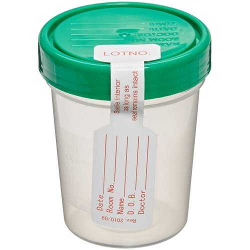 Sterile Specimen Cups, Set of 3, Screw Cap, Tamper Evident, 4 oz.