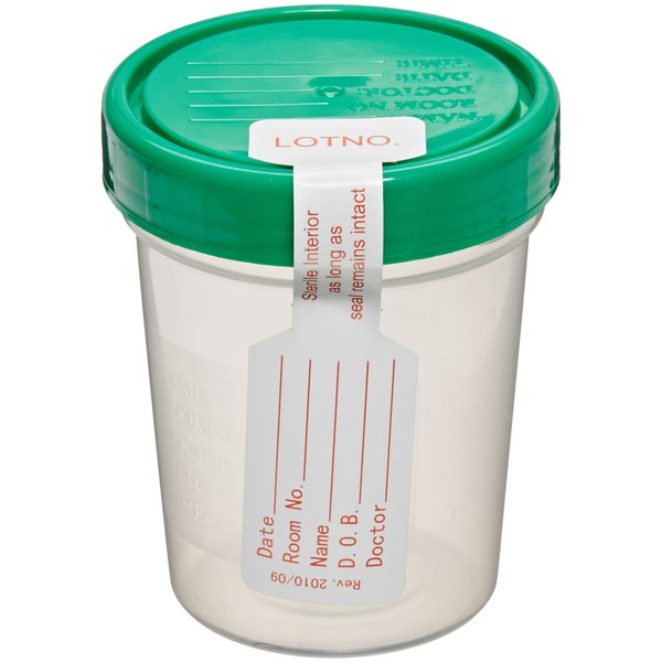 Sterile Specimen Cups, Set of 3, Screw Cap, Tamper Evident, 4 oz.
