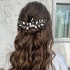 Easedaily Leaf Bride Wedding Hair Comb Silver Crystal Bridal Hair Piece Rhinestone Hair Accessories for Women and Girls