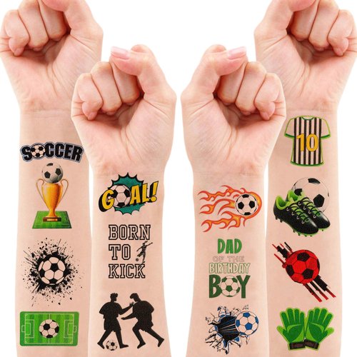 90 PCS Soccer Ball Temporary Tattoos Sticker Football, Sports Themed Birthday Party Decorations Supplies Favors Gifts Ideas Girls Boys Europa, World Cup Cute Tattoo School Reward Game