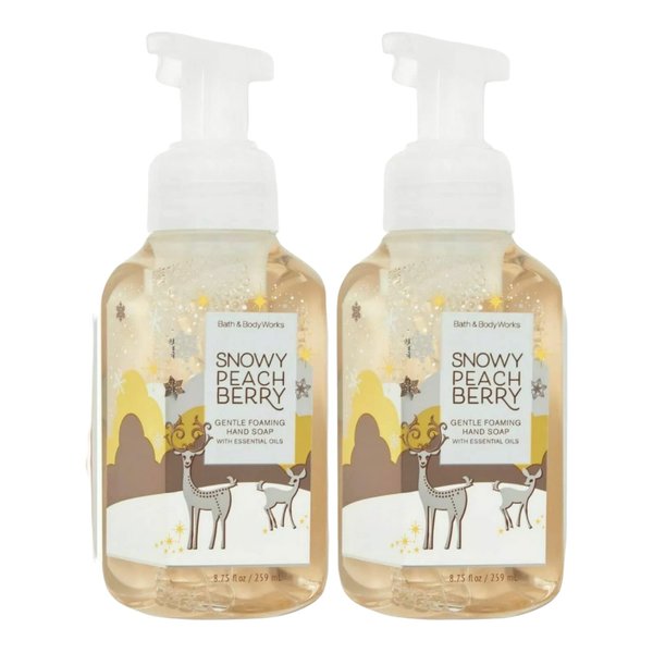 Bath and Body Works Snowy Peach Berry Gentle Foaming Hand Soap 8.75 Ounce Set of 2