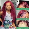 BeautyGrace 26Inch Burgundy Deep Wave Lace Front Wigs Human Hair 180% Density 99j Burgundy Frontal Wigs Human Hair 13x4 Red Human Hair Lace Front Wig for Fashion Black Women (26 Inch)