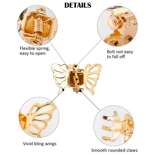 Wecoe 30 Pcs Small Gold Butterfly Hair Clips Girls Tiny Mini Claw Clips Cute Decorative Hair Clips Little Baby Toddler Kids Flower Girls Short Hair Hair Accessories for Women Girls Gifts For Her
