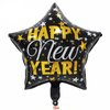 2025 Gold Balloons Happy New Year Banner Gold Black Paper Flag Bunting Swirl Streamers & Pom Poms Balloons for New year Party Decorations