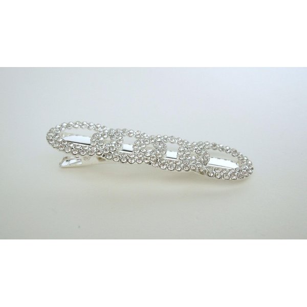 Generic Silver metal infinity oval shaped crystal alligator hair claw clip clamp