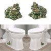 Toilet Bolt Caps, Decorative Toilet Bolt Covers, Ceramic Cute Frog Covers Toilet Bolts Bathroom Decor Easy installation Set of 2(Green frog)