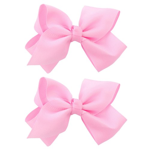 NYFASHION101 Toddlers' Girls' Smooth Grosgrain Ribbon Bow Alligator Clip, Light Pink