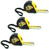 Daily Living Products Small Yellow Tape Measure 3-Pack - Measurement Tape with Standard & Metric - Tape Measure Retractable - Measuring Tape Retractable with Pause Buttons - Easy Read Tape Measures