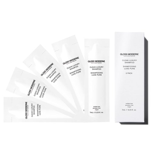 Clean Luxury Travel Shampoo by GLOSS MODERNE - 5 Pack - Hair Treatment for Damaged and Dry Hair with Notes of Mediterranean Almond and Coconut Accented with Cognac - For Soft and Shiny Hair
