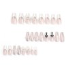 IMSOHOT Coffin Press on Nails Medium French Tips Fake Nails Clear Glossy False Nails with Metal Skull & Cross Designs Silver Flame Ballerina Acrylic Nails Glue on Nails for Women 24Pcs