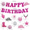 Western Cowgirl Party Hanging Decorations,Disco Cowgirl Birthday Party Decorations Hot Pink Happy Birthday Banner Disco Cowgirl Hanging Swirls Bachelorette Party Decor Supplies for Women Girls