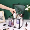 Noverlife Portable Cosmetics & Toiletry Organizer Box, 8x7x7.5inch Clear Crown Box Train Case with Latches & Handle Travel Makeup Tools Storage Organizer, Makeup Tools Box Bathroom Accessories Case