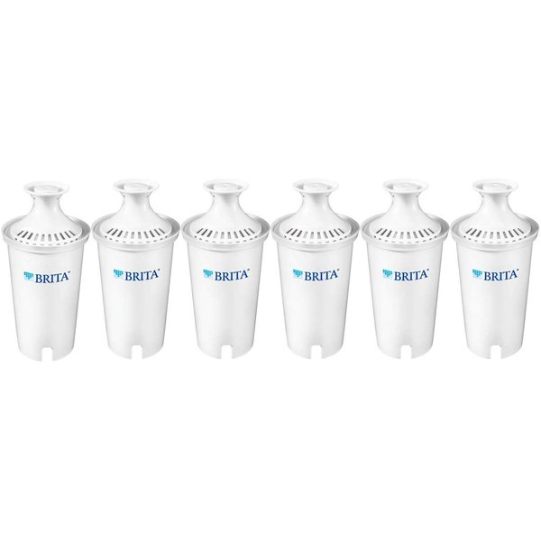 Brita , White Water Pitcher Replacement Filters, 3 ea(2 Packs of three filters each ), 6 filters