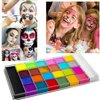 UNIFULL 26 Colors Professional Face Body Paint Kit, Oil Face & Body Paint Kit for Halloween,including 36 Colors Face Paint/Paint Stick/ Brushes/ Special Effects Sticker for Halloween/Fake Blood(Set 2)