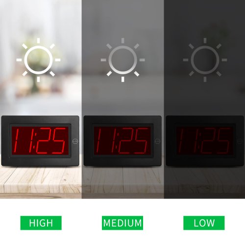 KWANWA Alarm Clock, 8" Large Screen Display, Digital Clock, Battery Operated, Auto Dimmer Mode,Wall Clock&Desk Clock for Bedroom, Office, Living Room, Elderly