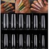 240pc XL Clear Square Acrylic Nail Art Tips Full Cover Extra Long Square Curve Fake Nails 10 Size with Case for Gel Nail Extension Fingernails Designs (XL Square)