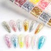 Irregular Nail Foil Fragments Glitter for Nail Art, Nail Foil Flakes Opal Glitter Aurora Effect Acrylic Nail Powders Nail Foil Paillette for Nail Decoration