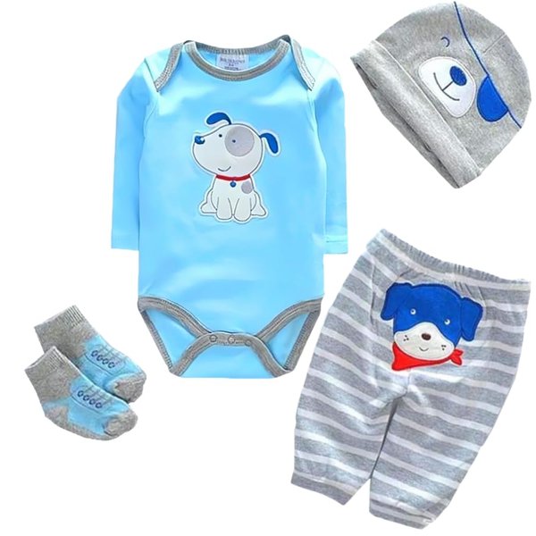 ZIYIUI Reborn Baby Doll Clothes 4pcs Set Outfit Accessories for 17-22 Inch Newborn Baby Dolls Boy 【Puppy Pattern】