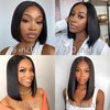 Bob Wig Human Hair 14inch HD Lace Front Wigs for Black Women Human Hair Glueless Short Human Hair Wigs for Black Women Pre Plucked Short Straight Bob Wig 180% Density (bob wig human hair, 14 Inch)