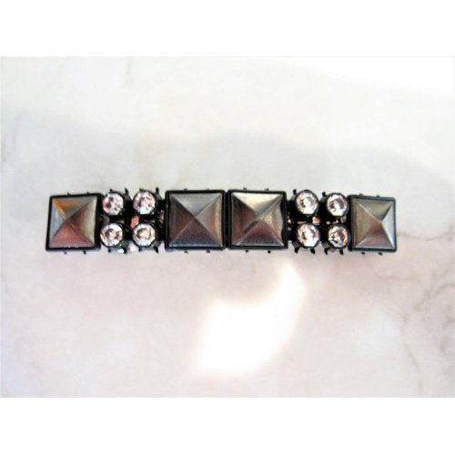 Small dark metal and rhinestone hair clip clamp barrette