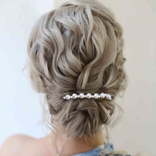 Andelaisi Boho Pearl Hair Comb Gold Pearl Wedding Hair Comb Barrettes Vintage Pearl Hair Comb Headpiece Pearl Headpiece Comb Decorative Headwear Pearl Bride Hair Accessories(Style A)