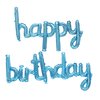 Happy Birthday Balloons Banner 16 Inch Hanging Birthday Balloons 3D Silver Foil Cursive Script Letter Balloons for Kids and Adults Birthday Party Decorations Supplies (Blue)