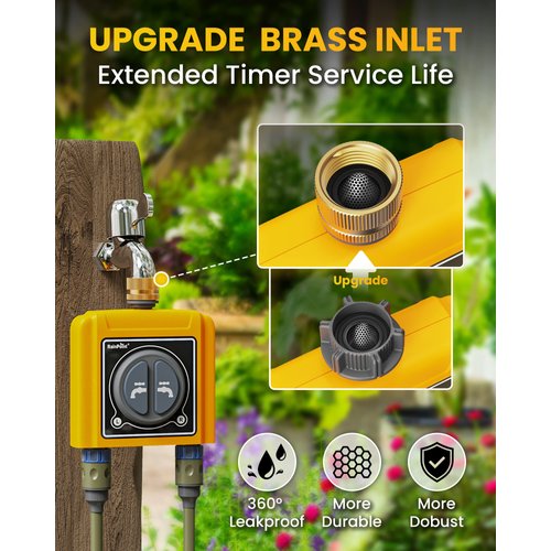 RAINPOINT WiFi Sprinkler Timer 2 Zone, Smart Water Hose Timer 2 Outlet - Timer Only, Without WiFi Hub, Must Use with 2.4Ghz WiFi and TWG004WRF WiFi Hub (Lot Number After 202108)