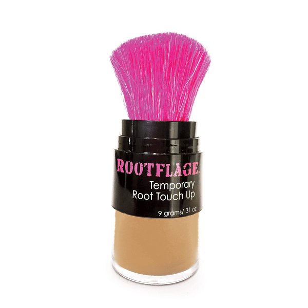 Rootflage Root Touch Up Hair Powder - Temporary Hair Color, Gray Coverage, Root Concealer, Thinning Hair Filler, Dry Shampoo- Kabuki Applicator .31 oz (Light Brown)