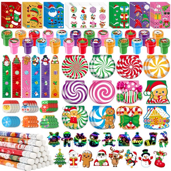 BenLouis Christmas School Stationery Set Party Favors Xmas Classroom Gift Prizes Bulk for Students Kids Holiday Stockings Pinata Filler Christmas School Goodie Bag Stuffers Decor（24set Gingerbread）
