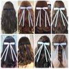 WORTL 8 PCS Hair Bows for Women, Hair Ribbon hair bows with Long Tail, hair bow clips Hair Barrettes for Women Accessories (White,Blue,Navy Blue,Light Green)